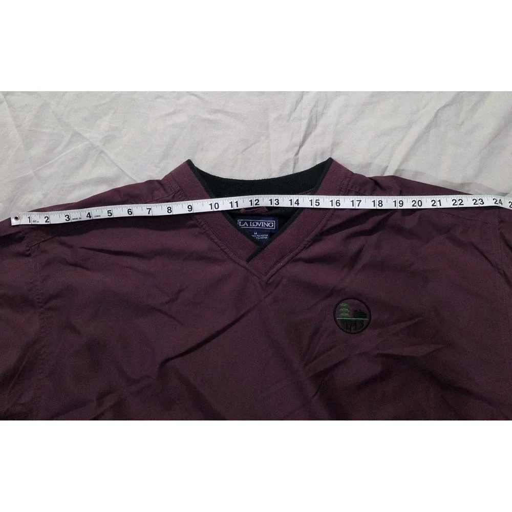 VTG LA Loving Men's Pullover Windbreaker Jacket Purple V-neck Embroidered Sz M